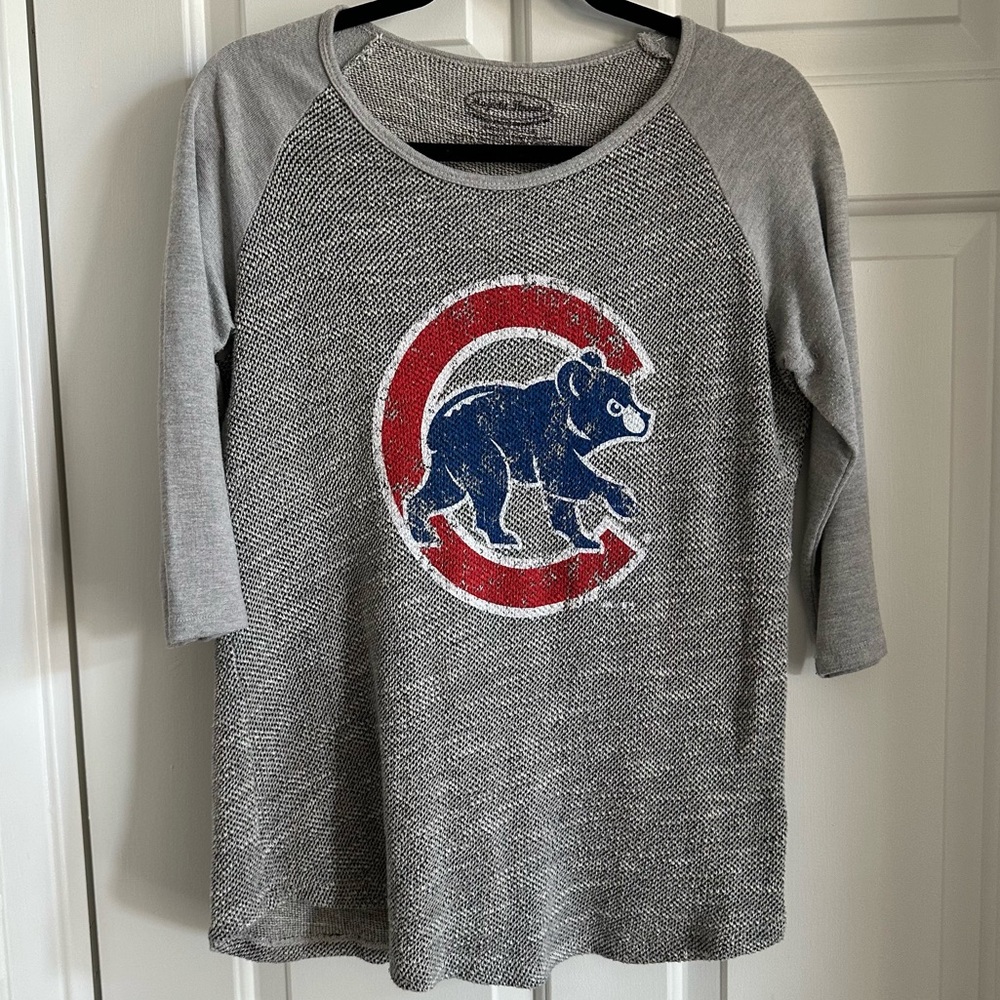 3/4 Sleeve Grey Chicago Cubs Shirt/Sweater, Size: L